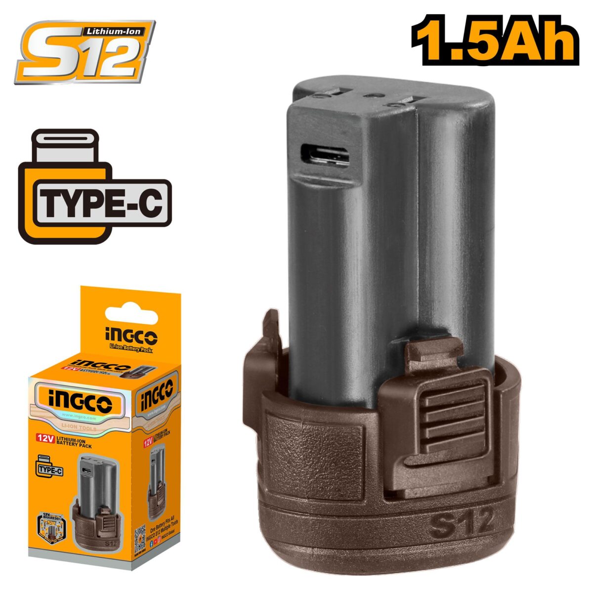 Batterie 12V 1,5 A USB type C ingco