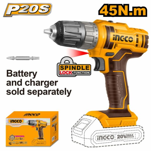 Perceuse sans fil 20V - 45NM - cdli200515 ingco