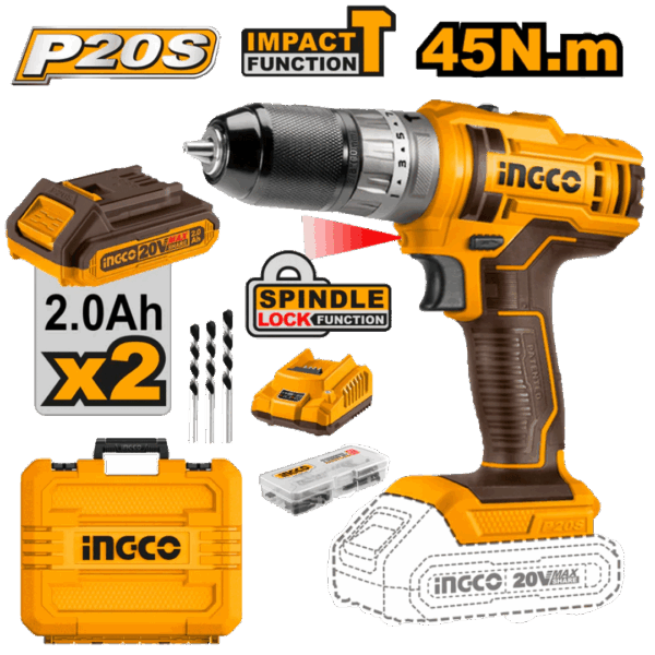 pack perceuse visseuse 20V ingco
