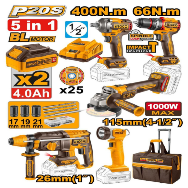 Kit combiné industriel sans fil 5 pièces Brushless