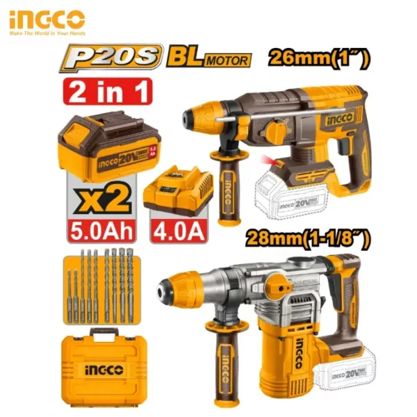 Kit combo 2 marteaux 5Ah avec accessoires
