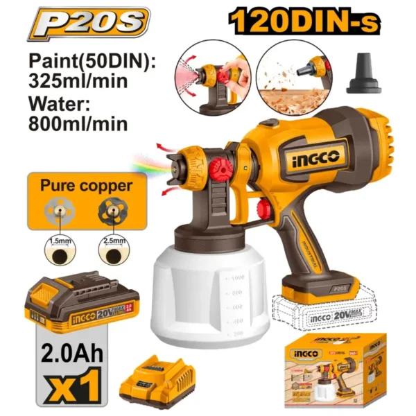 Pistolet de peinture 0,2 bar 1 000 ml ingco