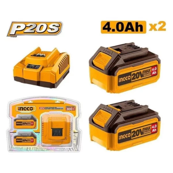 Kit 2 batterie 4A et chargeur Ingco