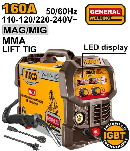 Poste soudure 160A inverter MAG/MIG/MMA/TIG INGCO