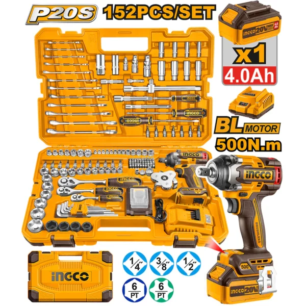 pack clé a choc 4A 500nm 152 pcs ingco hkthp31521