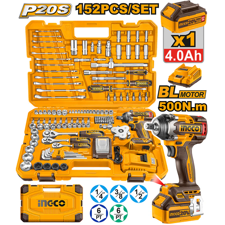 pack clé a choc 4A 500nm 152 pcs ingco hkthp31521