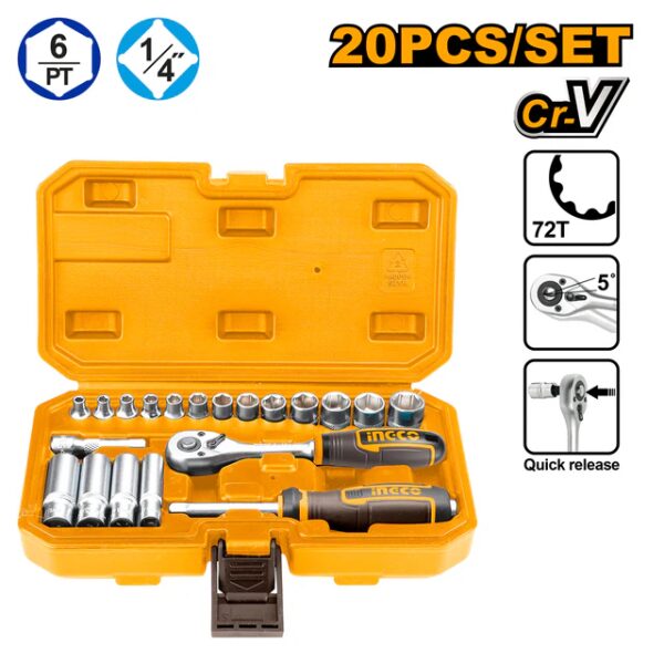 Coffret cliquet 20 piéces 1/4"