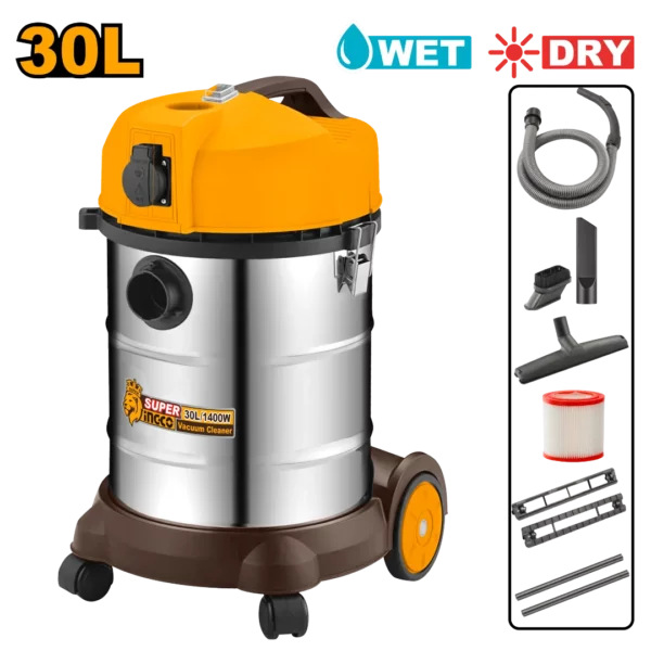 Aspirateur 1400W eau et poussière 30l Ingco